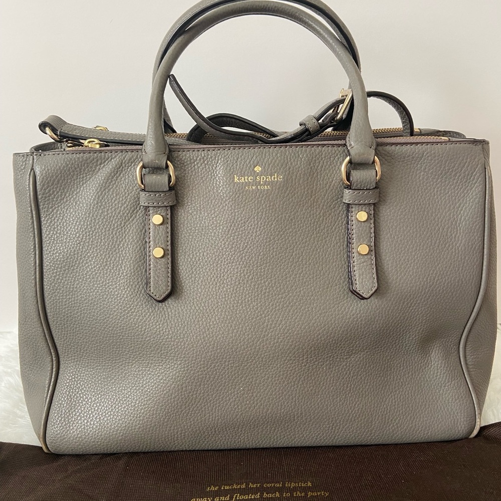 SOLD - KATE SPADE MULBERRY STREET LEIGHANN SATCHEL WITH SHOULDER STRAP - GRAY - Picture 6 of 13